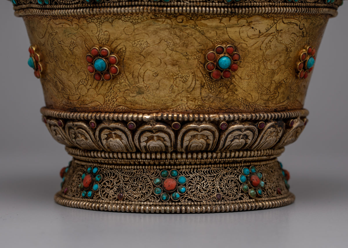 Tibetan Handmade Sacred Offering Bowl  | Handmade Ritual Vessel Symbolizing Purity and Devotion
