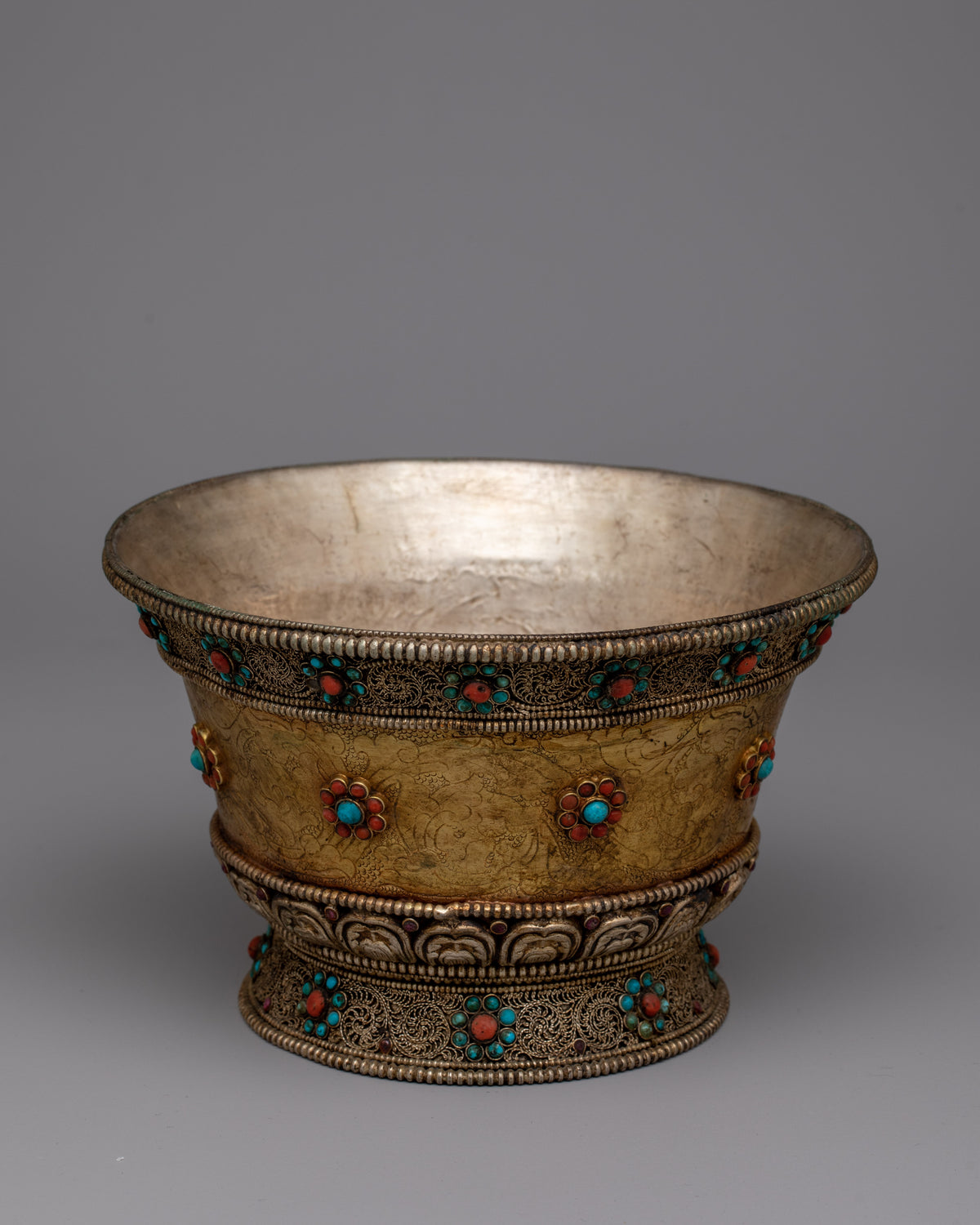 Tibetan Handmade Sacred Offering Bowl  | Handmade Ritual Vessel Symbolizing Purity and Devotion