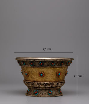 Tibetan Handmade Sacred Offering Bowl  | Handmade Ritual Vessel Symbolizing Purity and Devotion