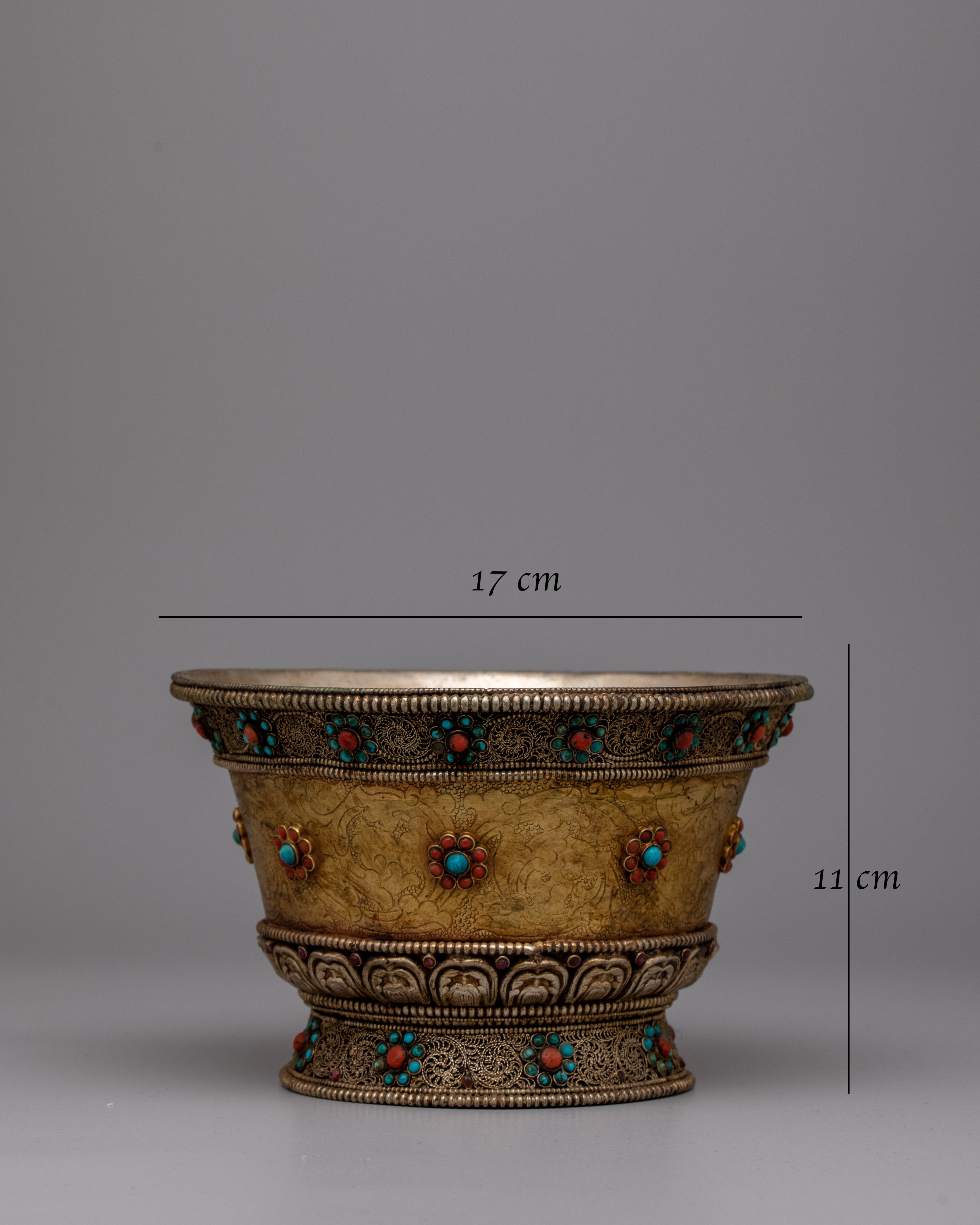 Tibetan Handmade Sacred Offering Bowl  | Handmade Ritual Vessel Symbolizing Purity and Devotion