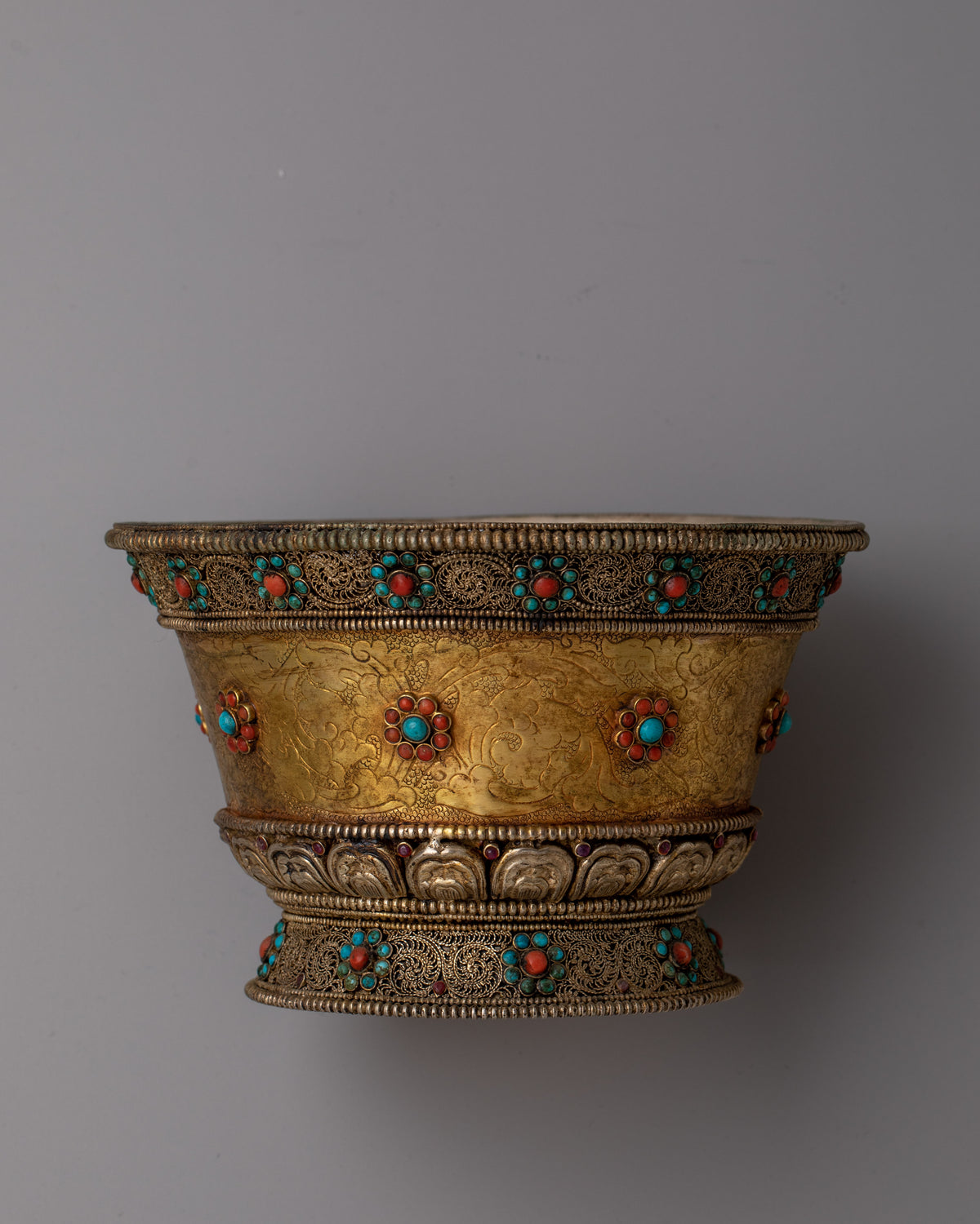 Tibetan Handmade Sacred Offering Bowl  | Handmade Ritual Vessel Symbolizing Purity and Devotion