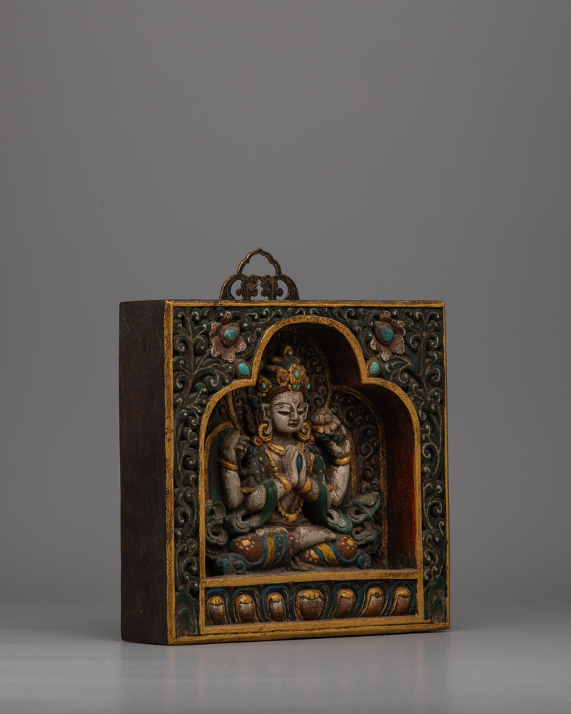 Tibetan Ghau Amulet with Chenresig | Handcrafted Talisman of Buddhist Wisdom and Compassion