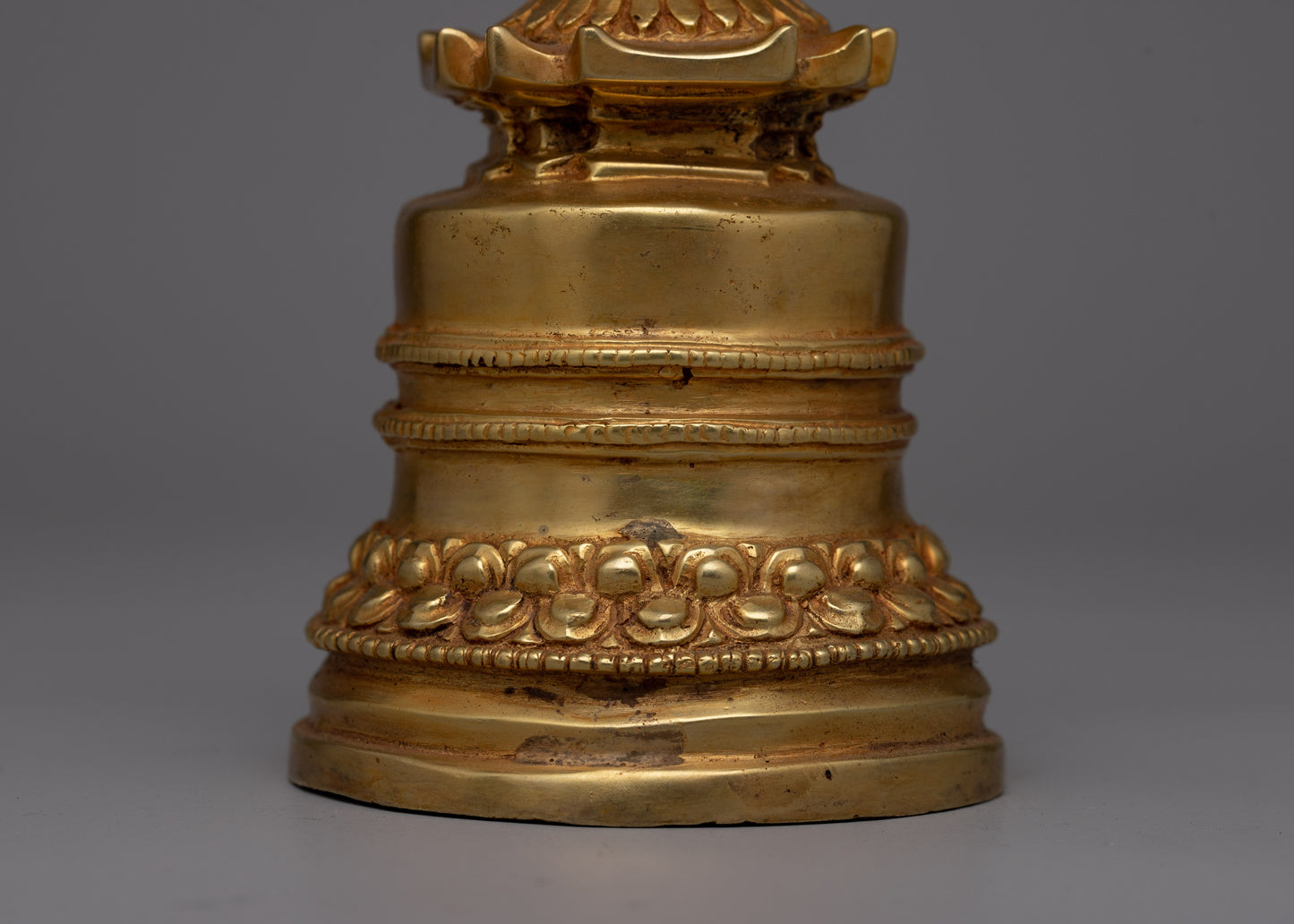 Copper Stupa Plated in Gold | Exquisite Buddhist Monument for Spiritual Enhancement