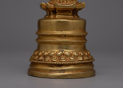 Copper Stupa Plated in Gold | Exquisite Buddhist Monument for Spiritual Enhancement