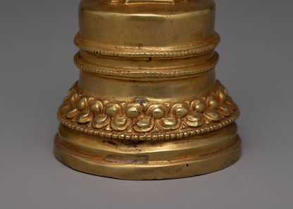 Copper Stupa Plated in Gold | Exquisite Buddhist Monument for Spiritual Enhancement