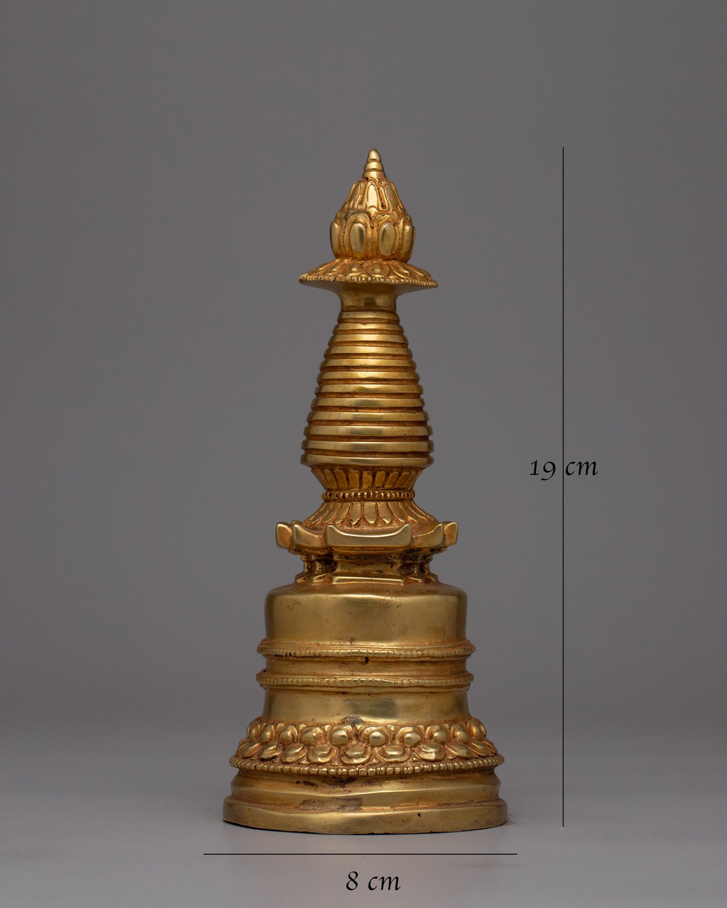 Copper Stupa Plated in Gold | Exquisite Buddhist Monument for Spiritual Enhancement