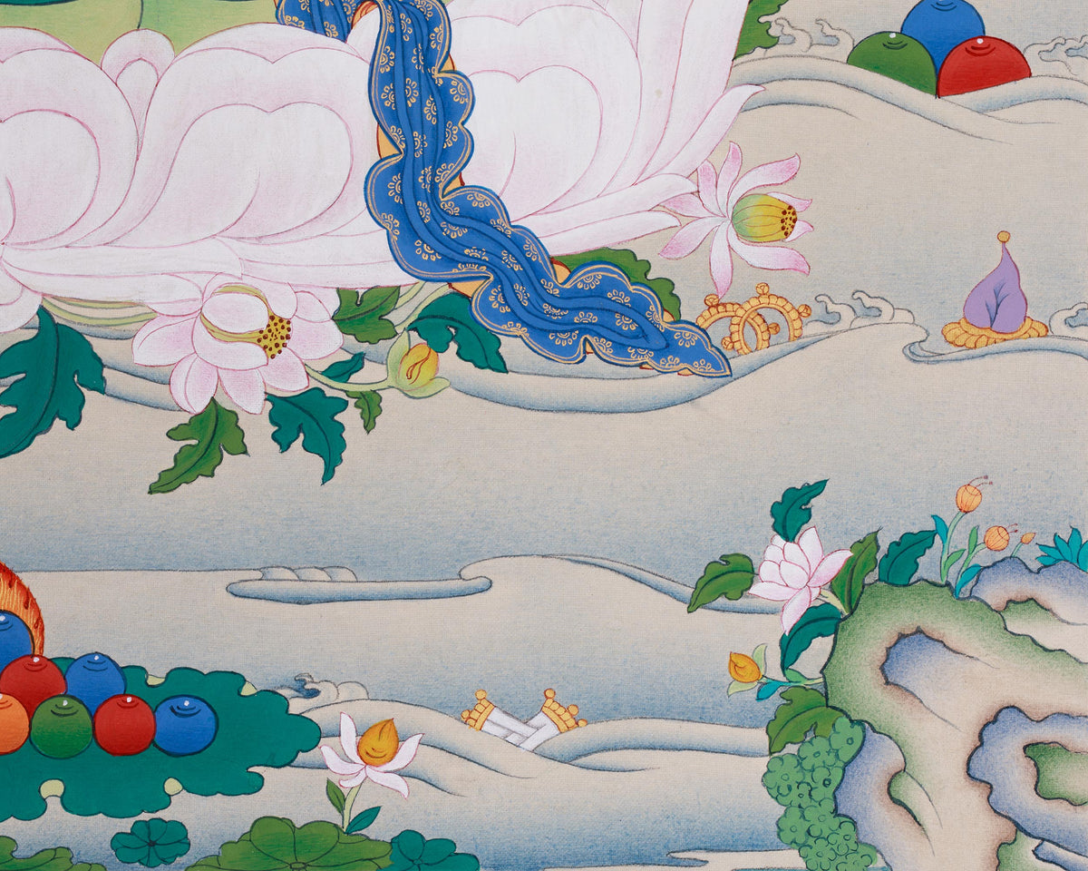 Healing Bodhisattva White Tara | A Divine Thangka of Compassion and Lifelong Wellness
