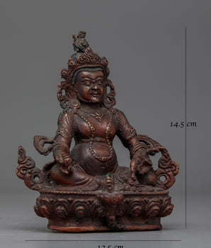 Dzambhala Oxidized Small Handmade Statue | Embodiment of Wealth and Prosperity