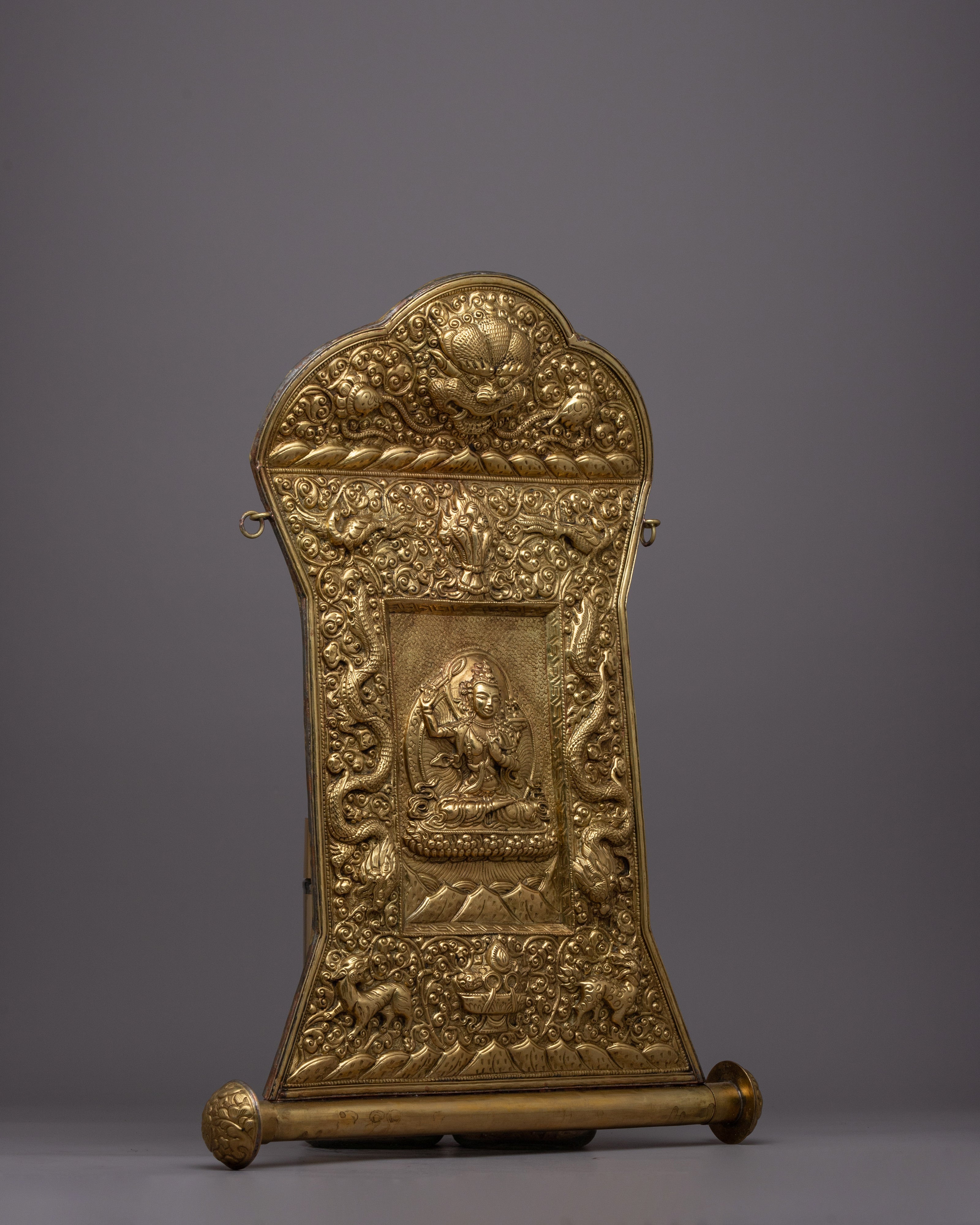 Manjushri Wall Hanging Metal Thanka | High-Quality Wall Art for Your Home