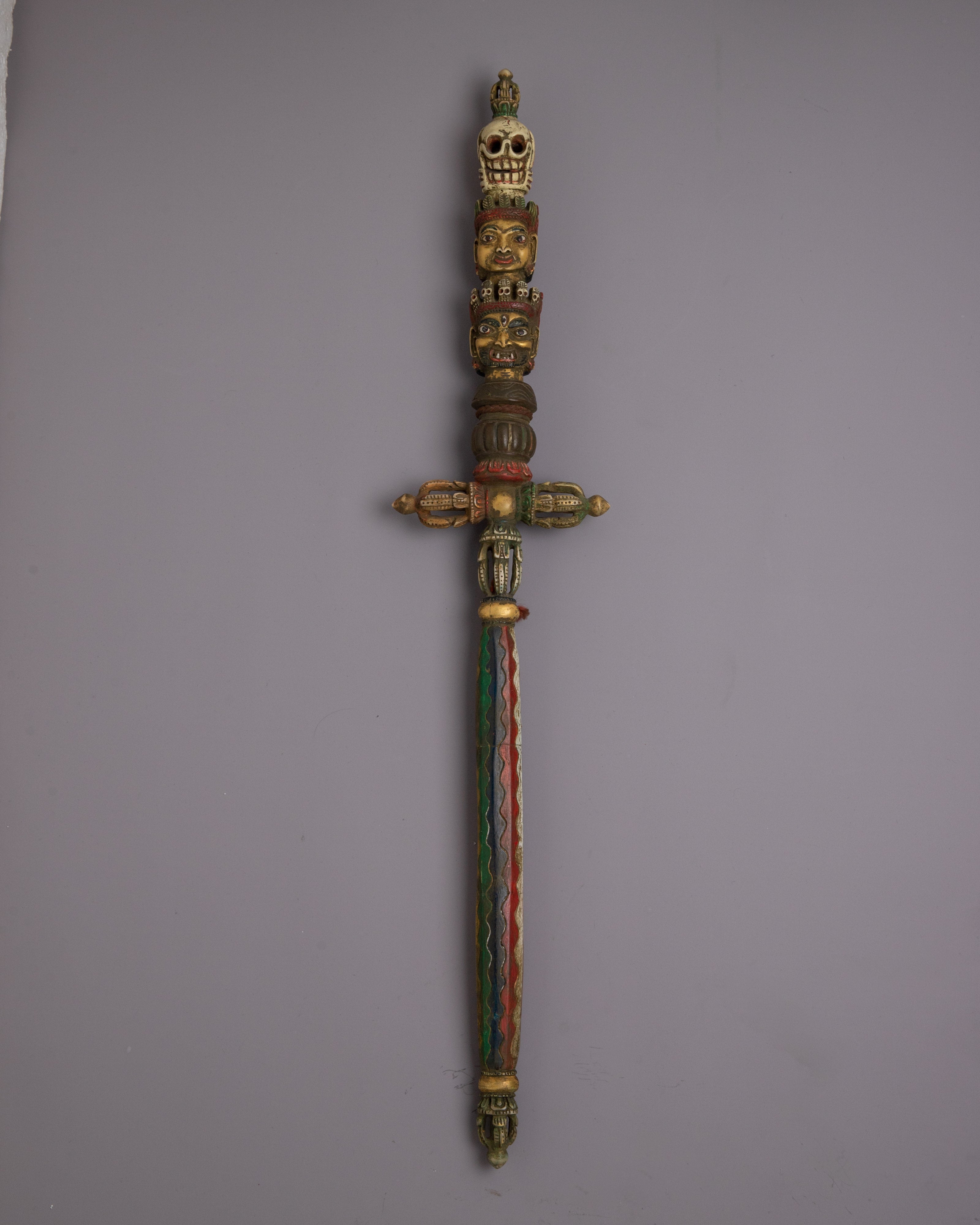 Ethically Sourced Yak Bone Phurba | Hand-carved Ritual Dagger of Spiritual Power & Protection