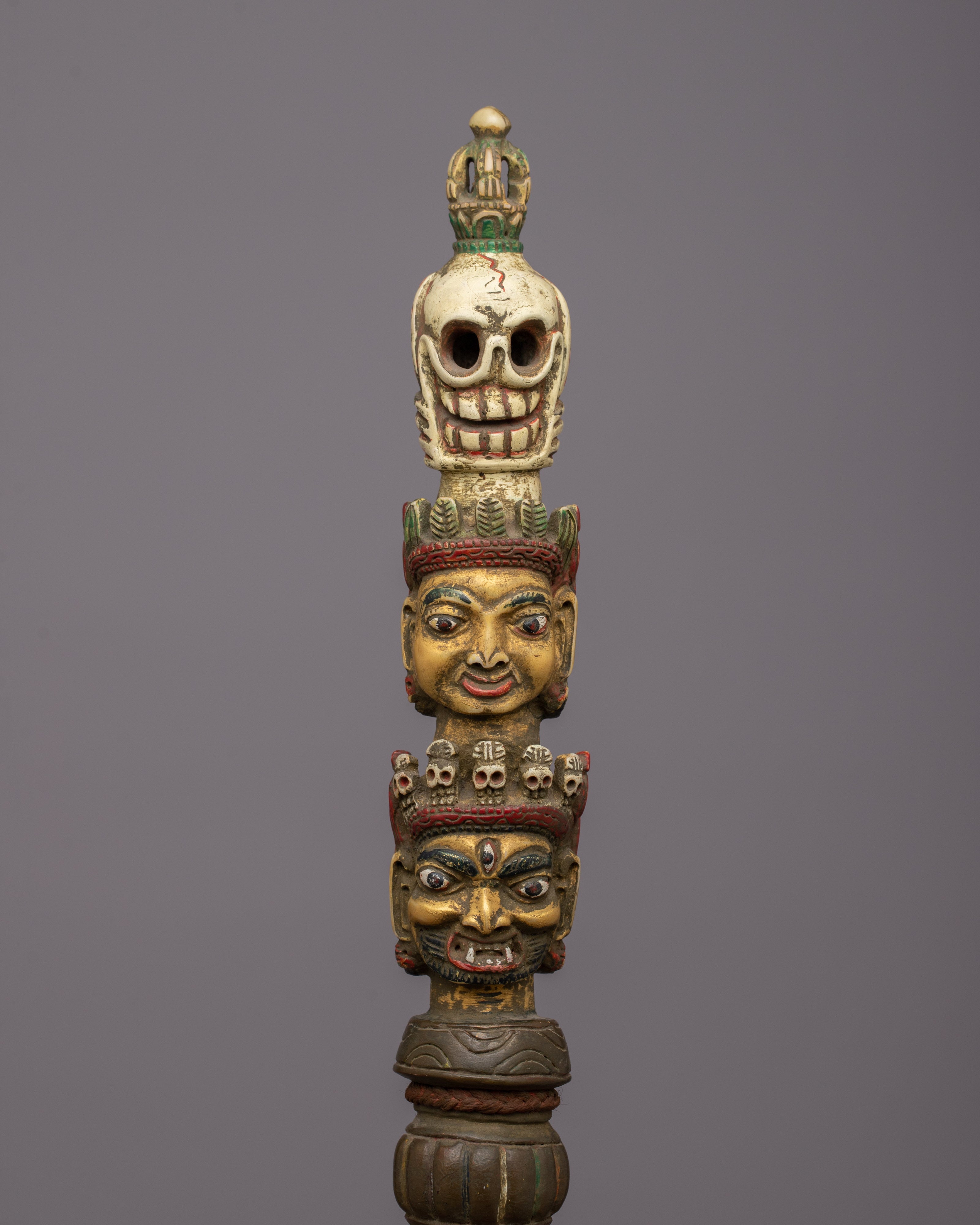 Ethically Sourced Yak Bone Phurba | Hand-carved Ritual Dagger of Spiritual Power & Protection