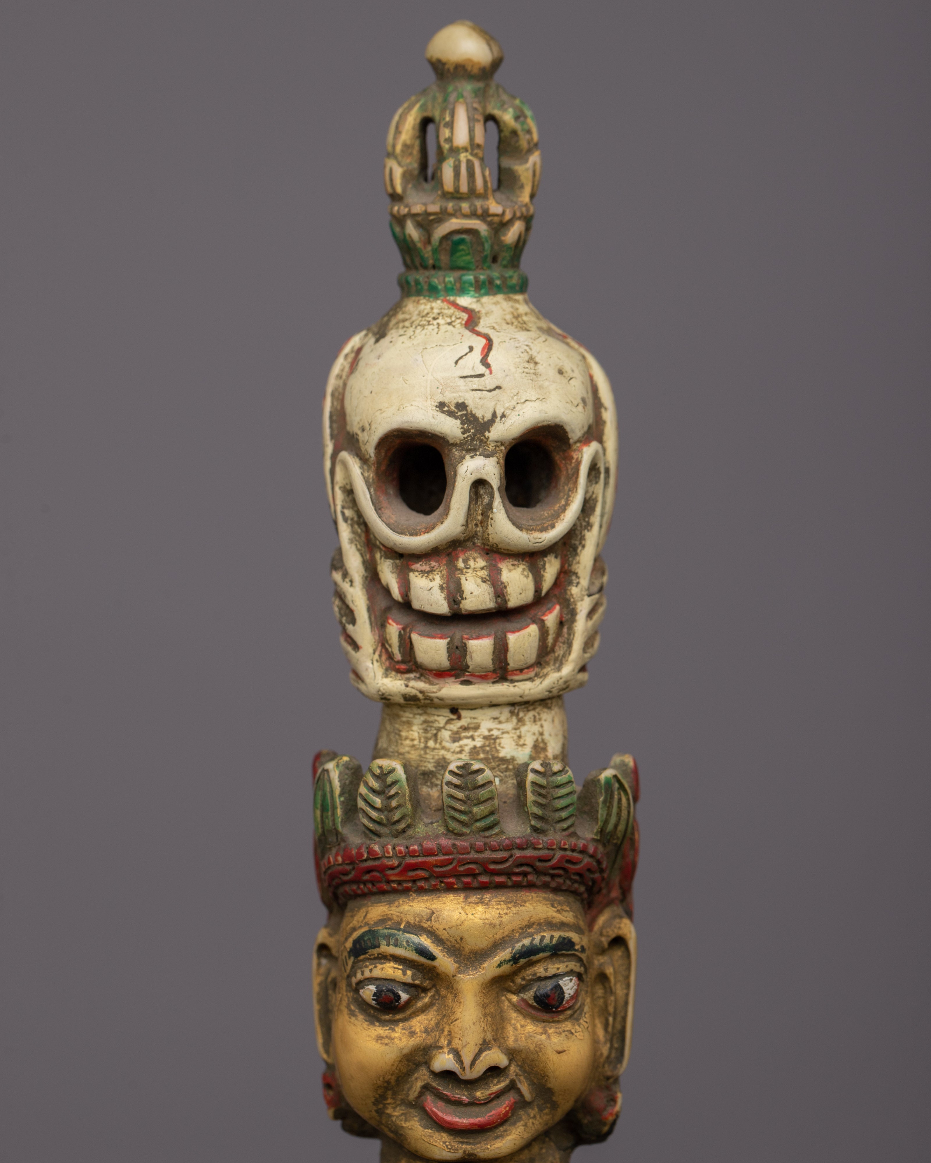 Ethically Sourced Yak Bone Phurba | Hand-carved Ritual Dagger of Spiritual Power & Protection