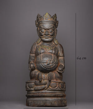 Wooden Dzambhala Statue | Symbol of Wealth and Prosperity