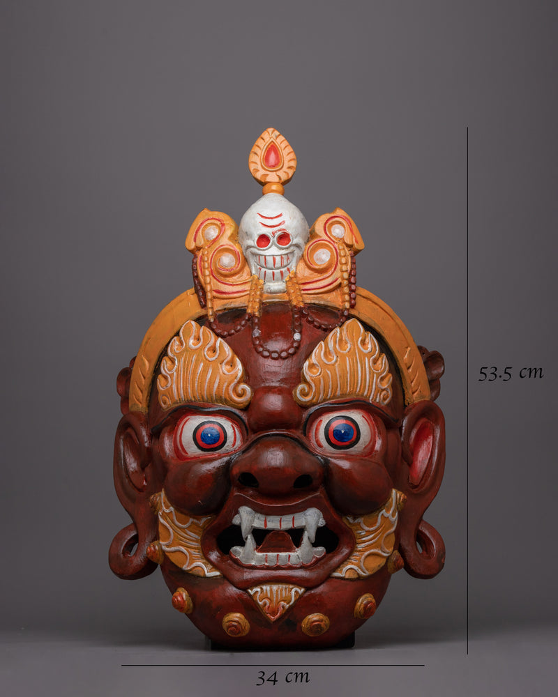 Fierce Face Mask Wall Hanging | Tibetan Decor Piece Evoking Strength & Boldness for Altars