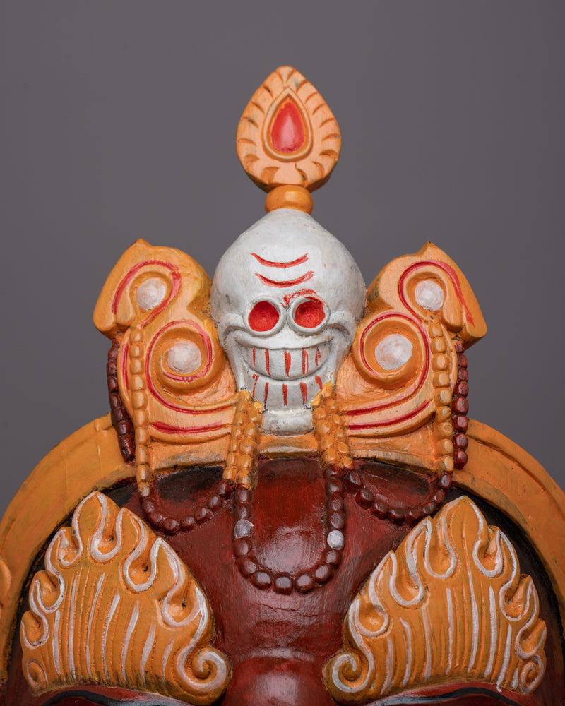 Fierce Face Mask Wall Hanging | Tibetan Decor Piece Evoking Strength & Boldness for Altars