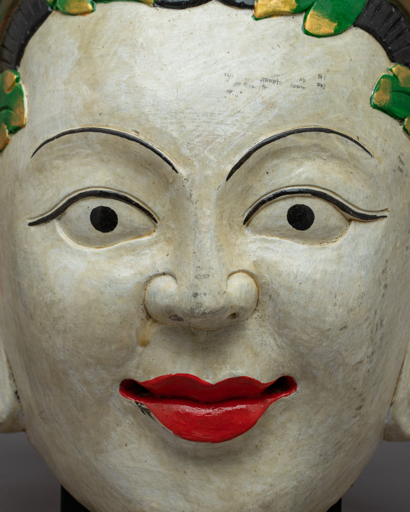 Monk Face Mask Wall Hanging | Tibetan Decorative Cultural Artifact