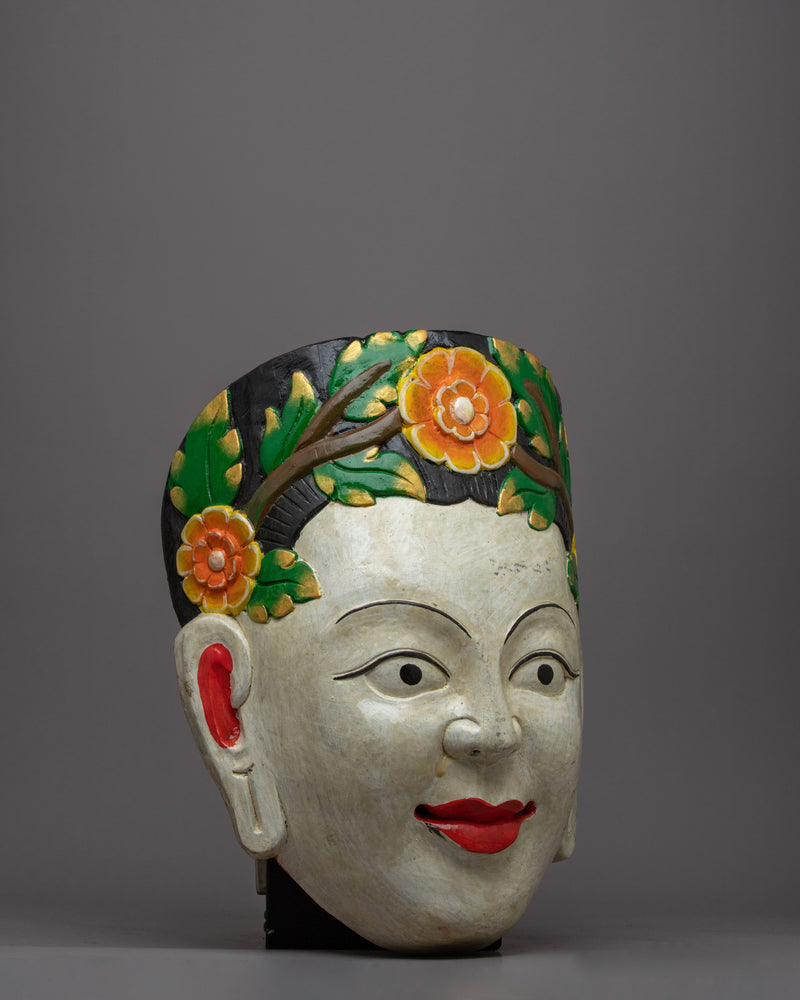 Monk Face Mask Wall Hanging | Tibetan Decorative Cultural Artifact