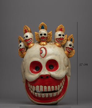 Handmade Wooden Mask of Mahakal | Intricately Carved Symbol of Divine Protection