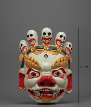 Fierce Mask for Wall Hanging | Buddhist Tapestry Depicting Strong Cultural Identity and Symbolism