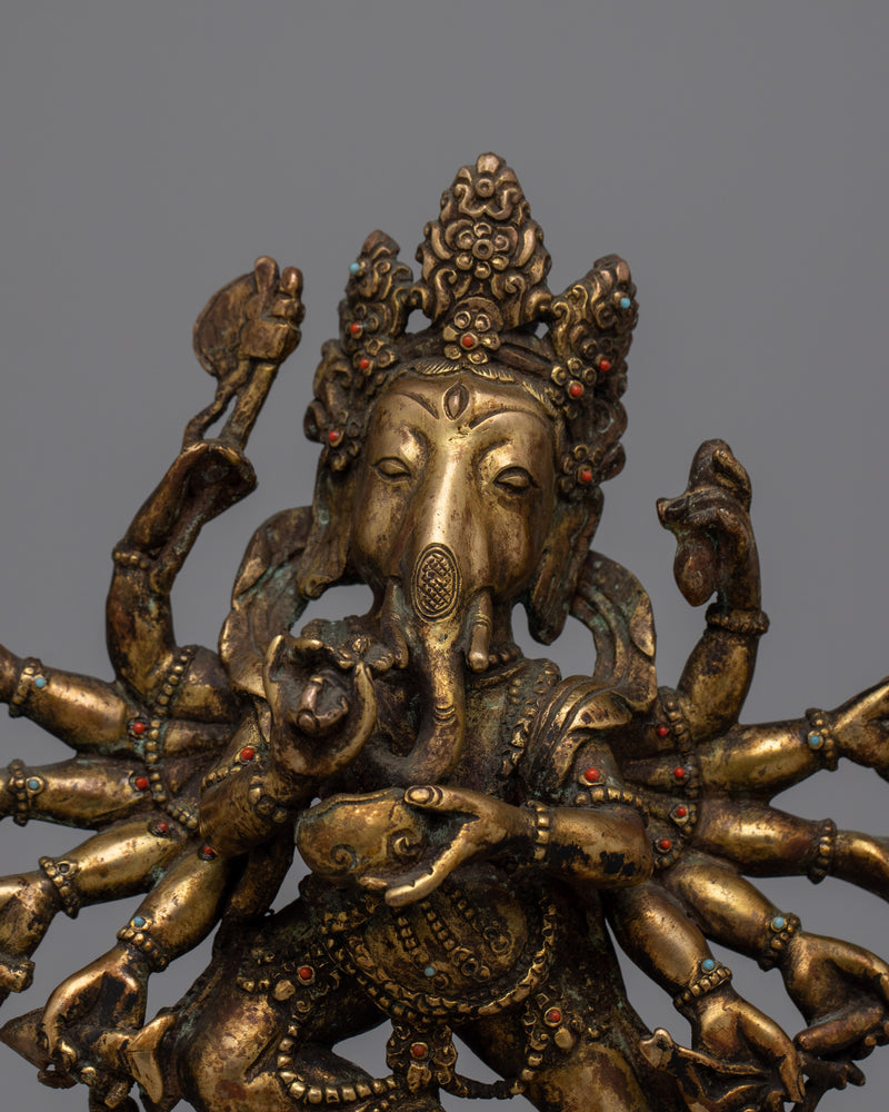 Copper Ganesh Statue | Sacred Hindu Deity Sculpture Symbolizing Wisdom and Prosperity