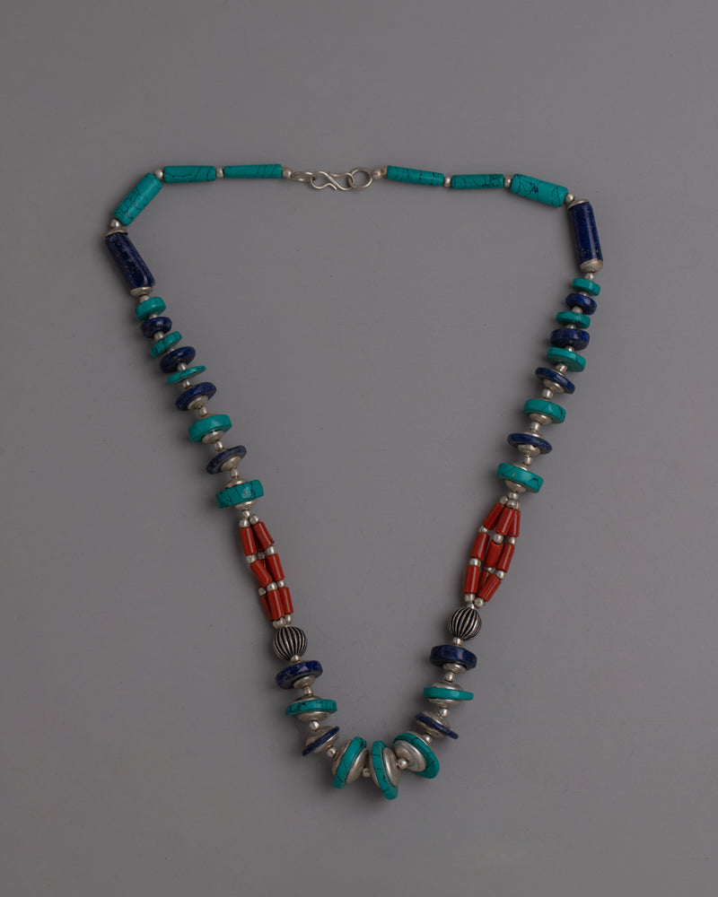 Tibetan Buddhist Necklace | Vibrant Artistic Jewelry of Spiritual Cultural Adornments