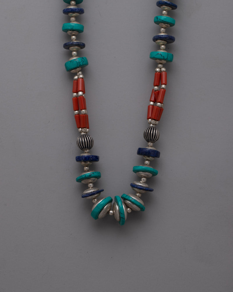 Tibetan Buddhist Necklace | Vibrant Artistic Jewelry of Spiritual Cultural Adornments