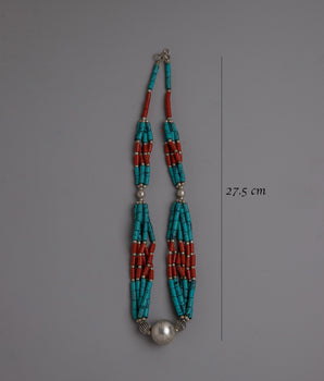 Tibetan Turquoise Jewelry Necklace | Intricately Designed Necklace Showing Traditional Tibetan Art