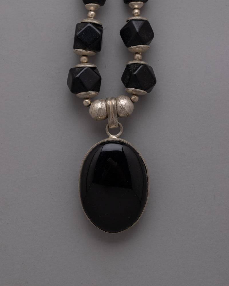 Long Black Beaded Necklace | Enhance Fashion & Style with Classic Black Beads jewelry