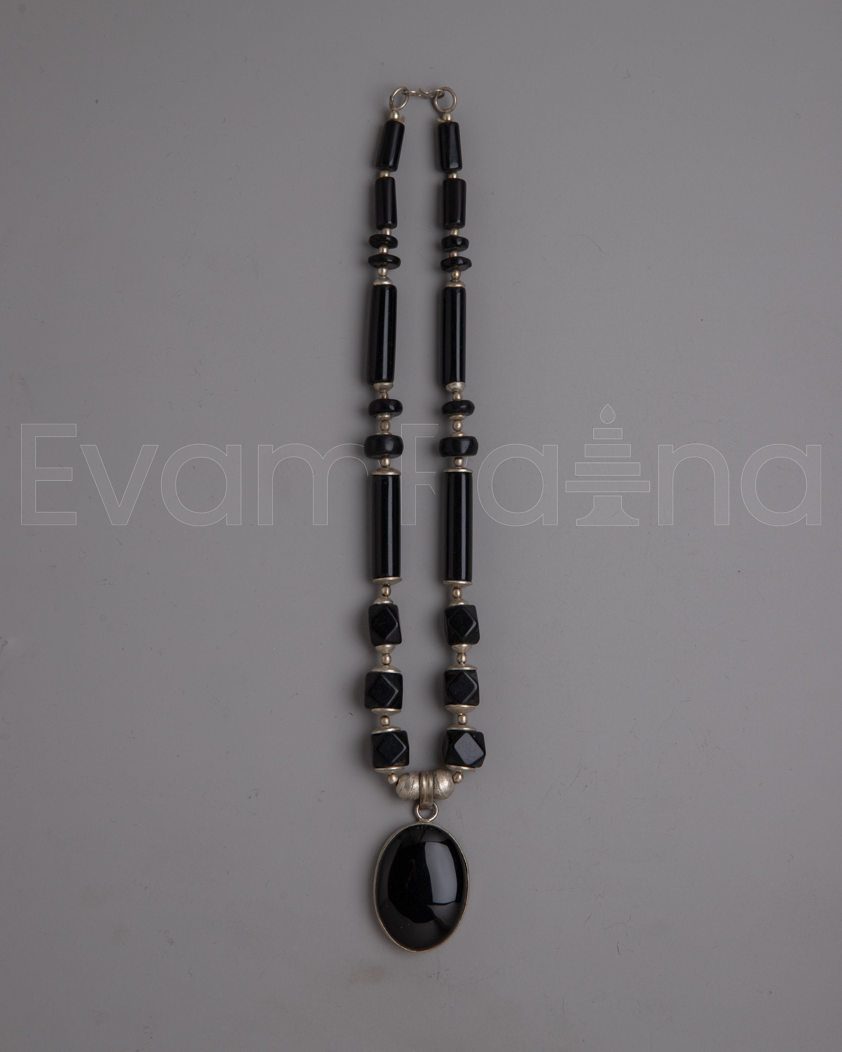 Long Black Beaded 