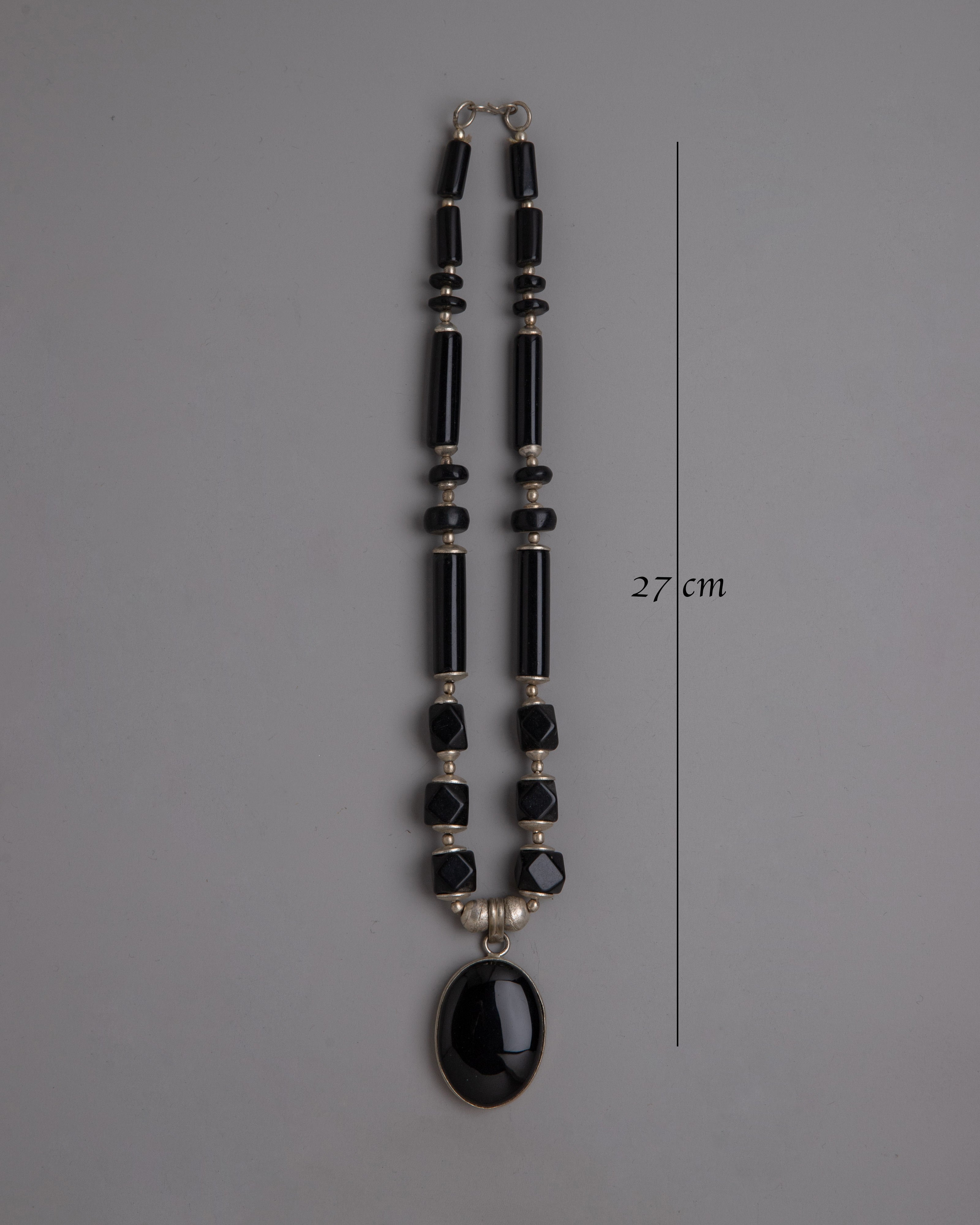 Long Black Beaded Necklace | Enhance Fashion & Style with Classic Black Beads jewelry
