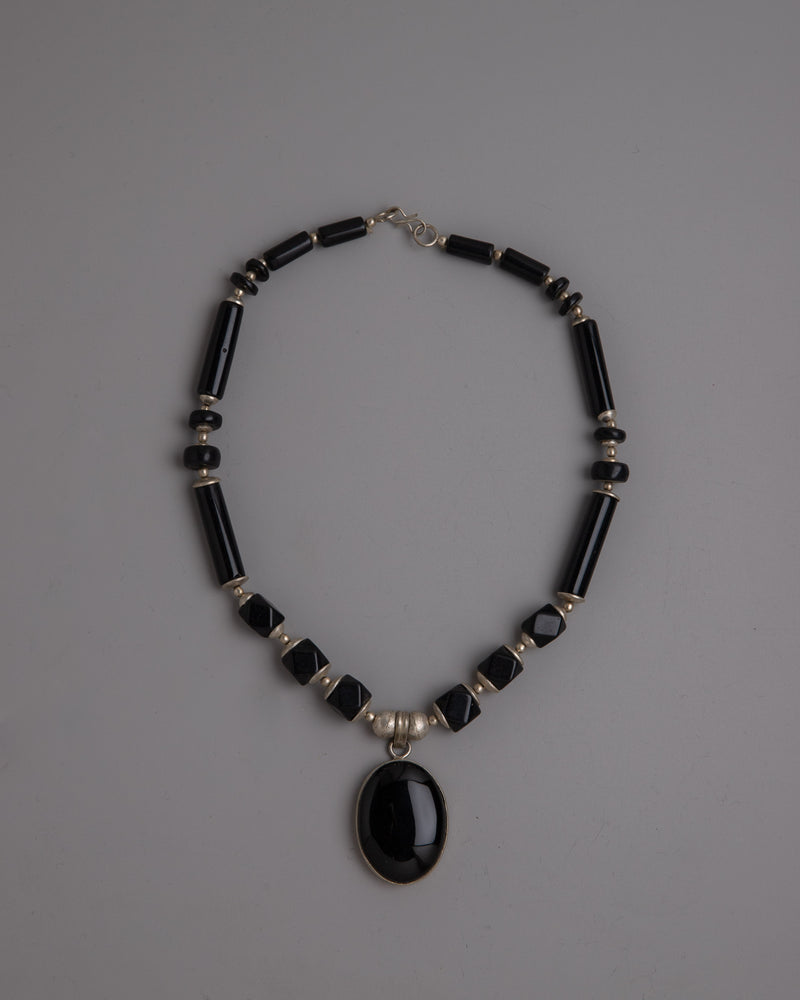 Long Black Beaded Necklace | Enhance Fashion & Style with Classic Black Beads jewelry