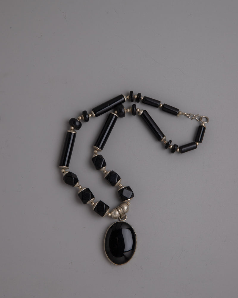 Long Black Beaded Necklace | Enhance Fashion & Style with Classic Black Beads jewelry