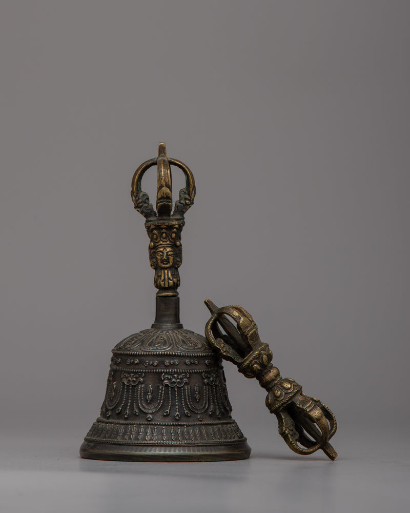 Tibetan Vajra and Bell Set | Sacred Ritual Instruments Symbolizing Spiritual Power and Purity