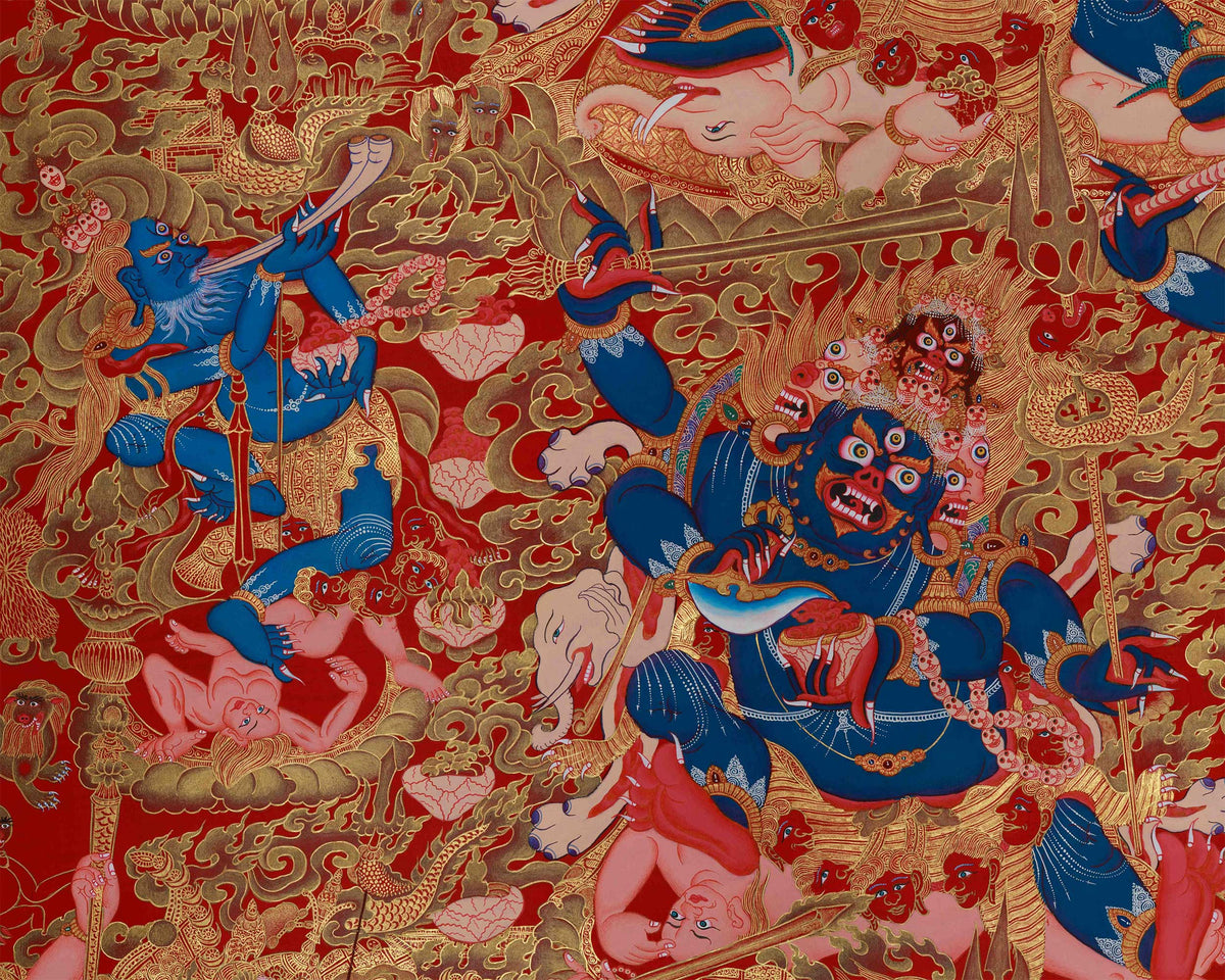 Fierce Six Armed Mahakala Print | Wrathful Protector Deity of Vajrayana Buddhism