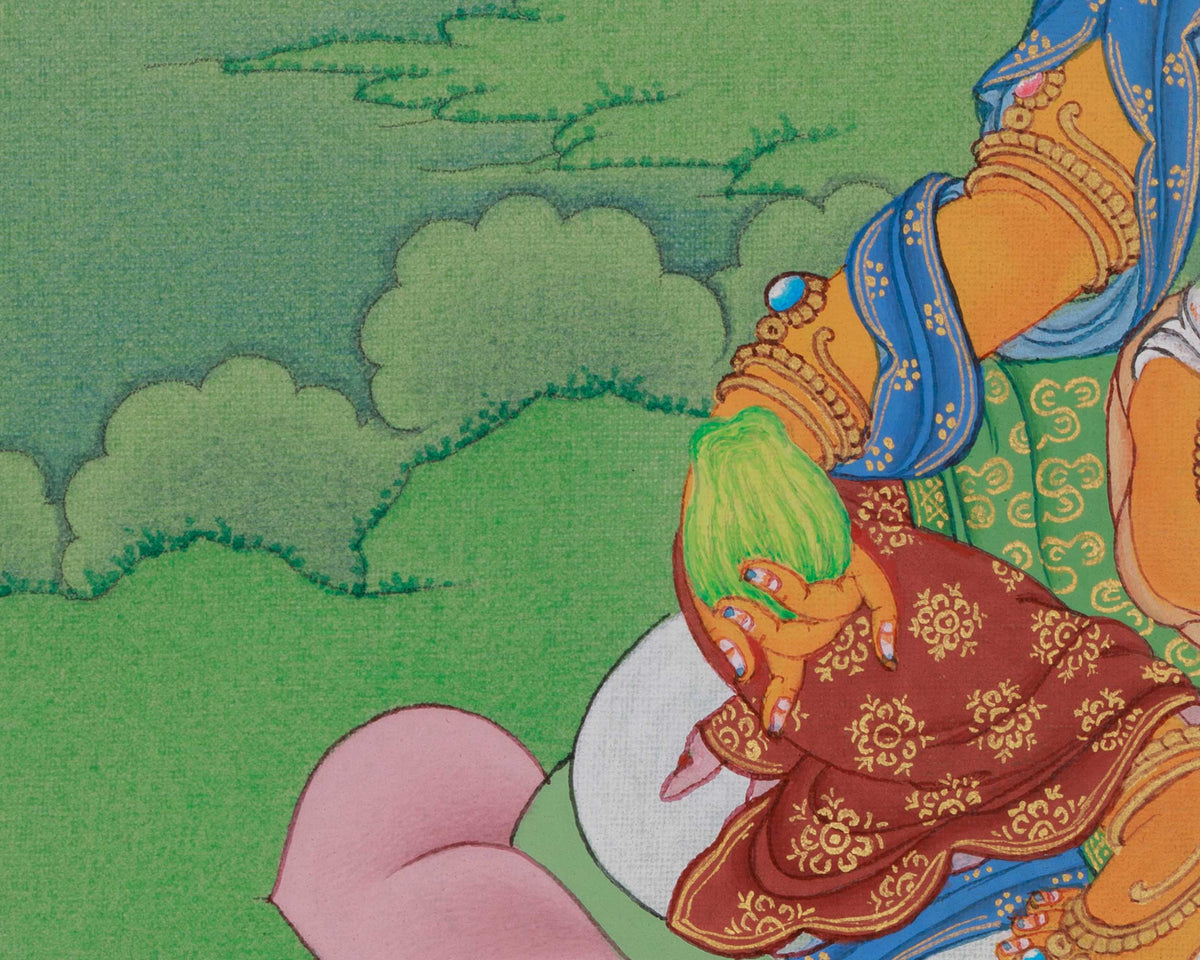 Dzambhala Prosperity Deity Thangka | Symbolizied Wealth and Spiritual Abundance
