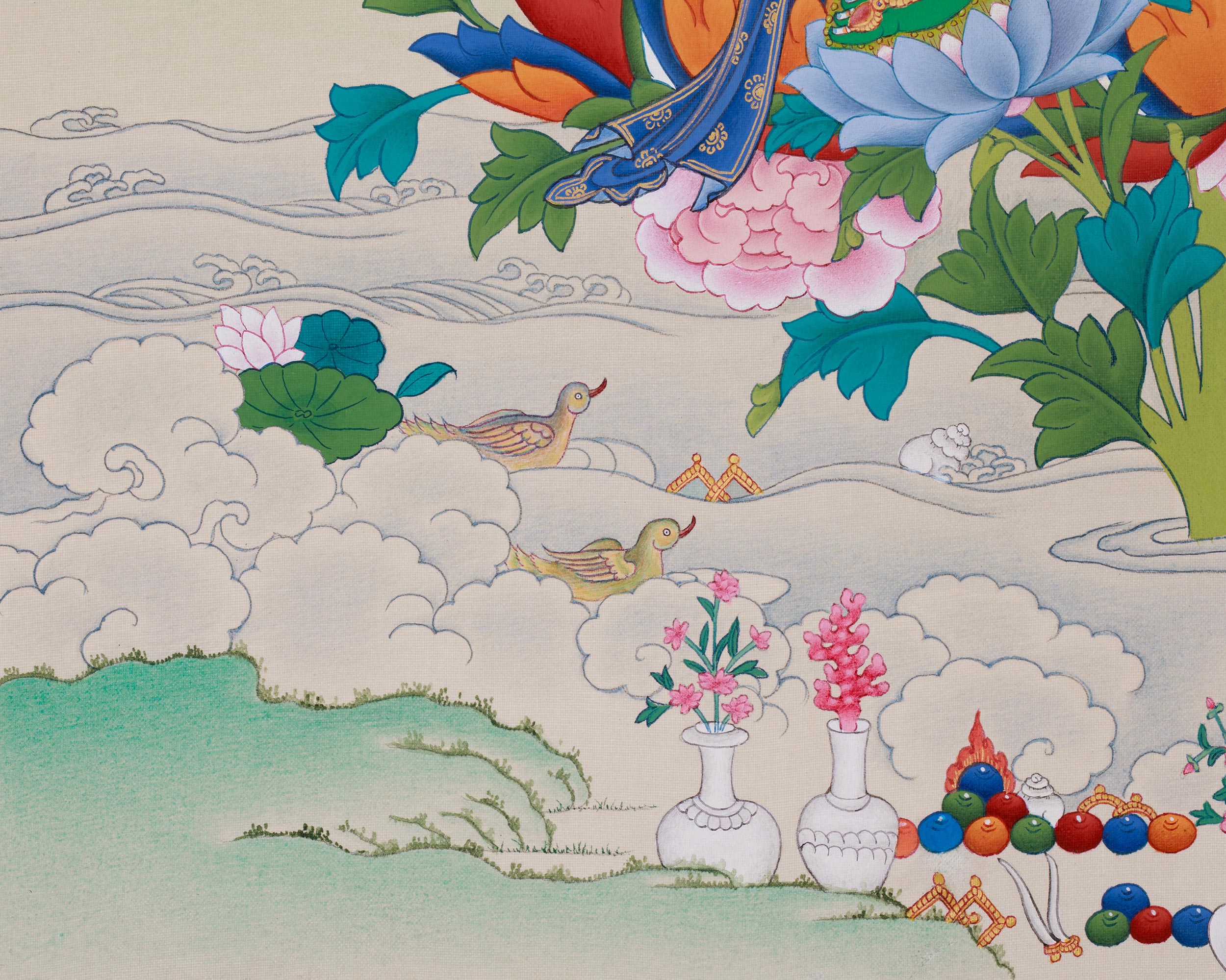 Hand-Painted Green Tara Protection Deity Thangka | Mother of Liberation