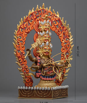 Traditionally Gold-Gilded Rahula Buddha Statue | Tibetan Himalayan Buddhist Deity Sculpture