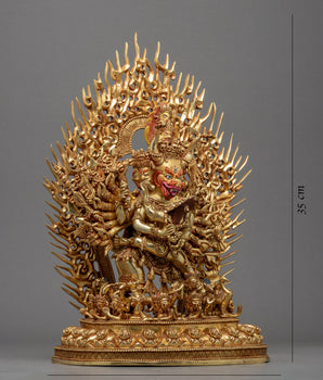 Gold Gilded Yamantaka Himalayan Art | Traditional Tibetan Yidam Artcraft