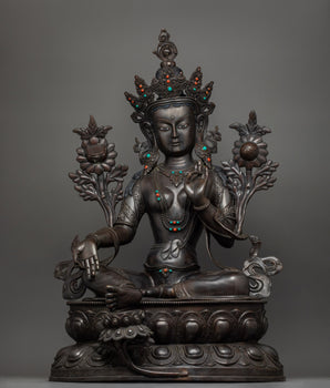 Longevity Deity Green Tara Compassion Goddess | Tibetan Healing Statue
