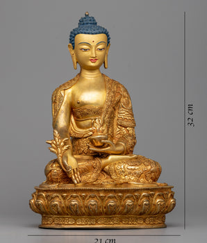 Embrace the Healing Energies of the Medicine Buddh | Stunning 24K Gold Gilded Statue