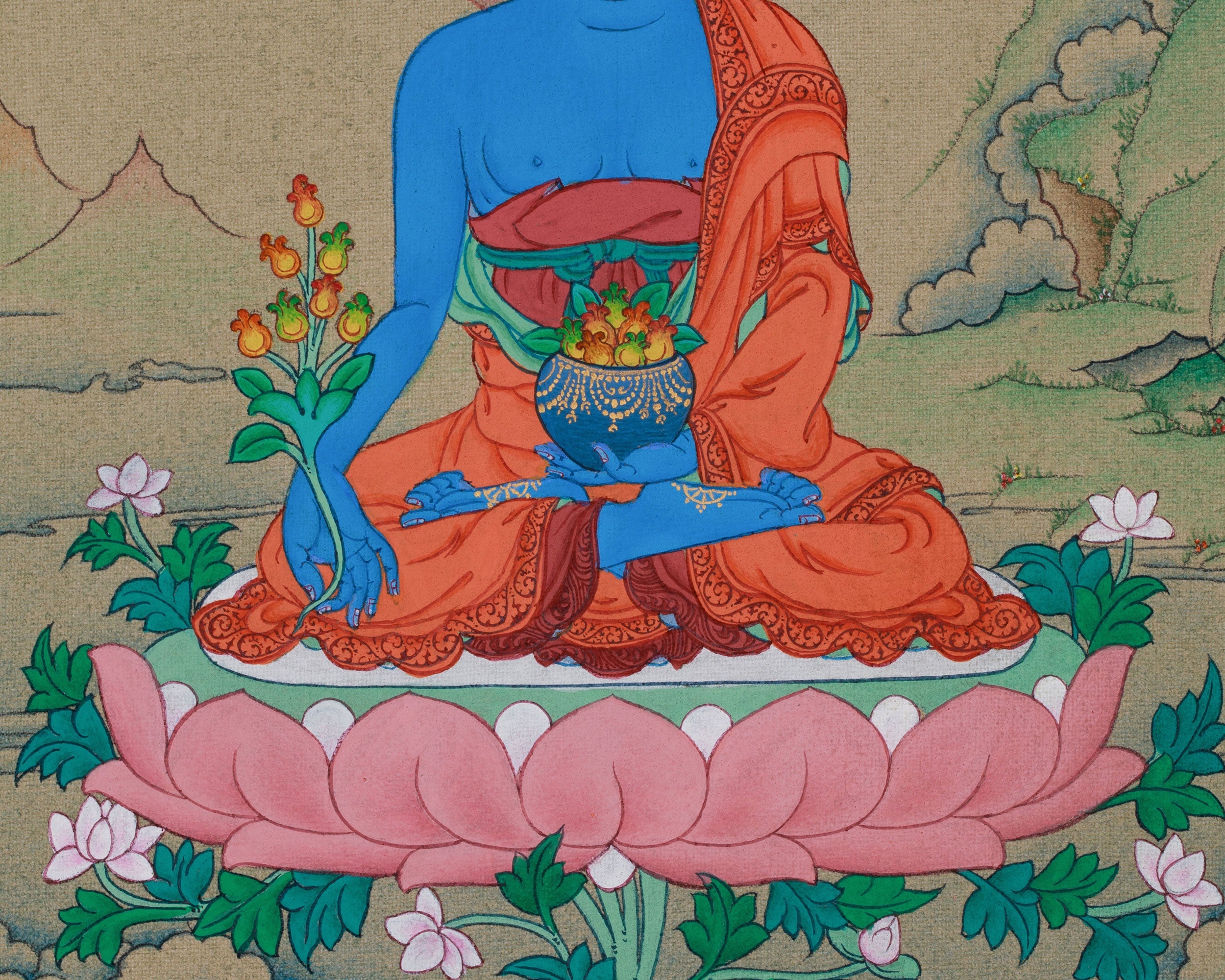 Bhaisajyaguru Buddha Thangka | Healing Buddha of Health and Protection