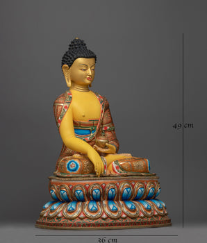 Shakyamuni Buddha Yellow-Hued Statue | Handcrafted Spiritual Emblem