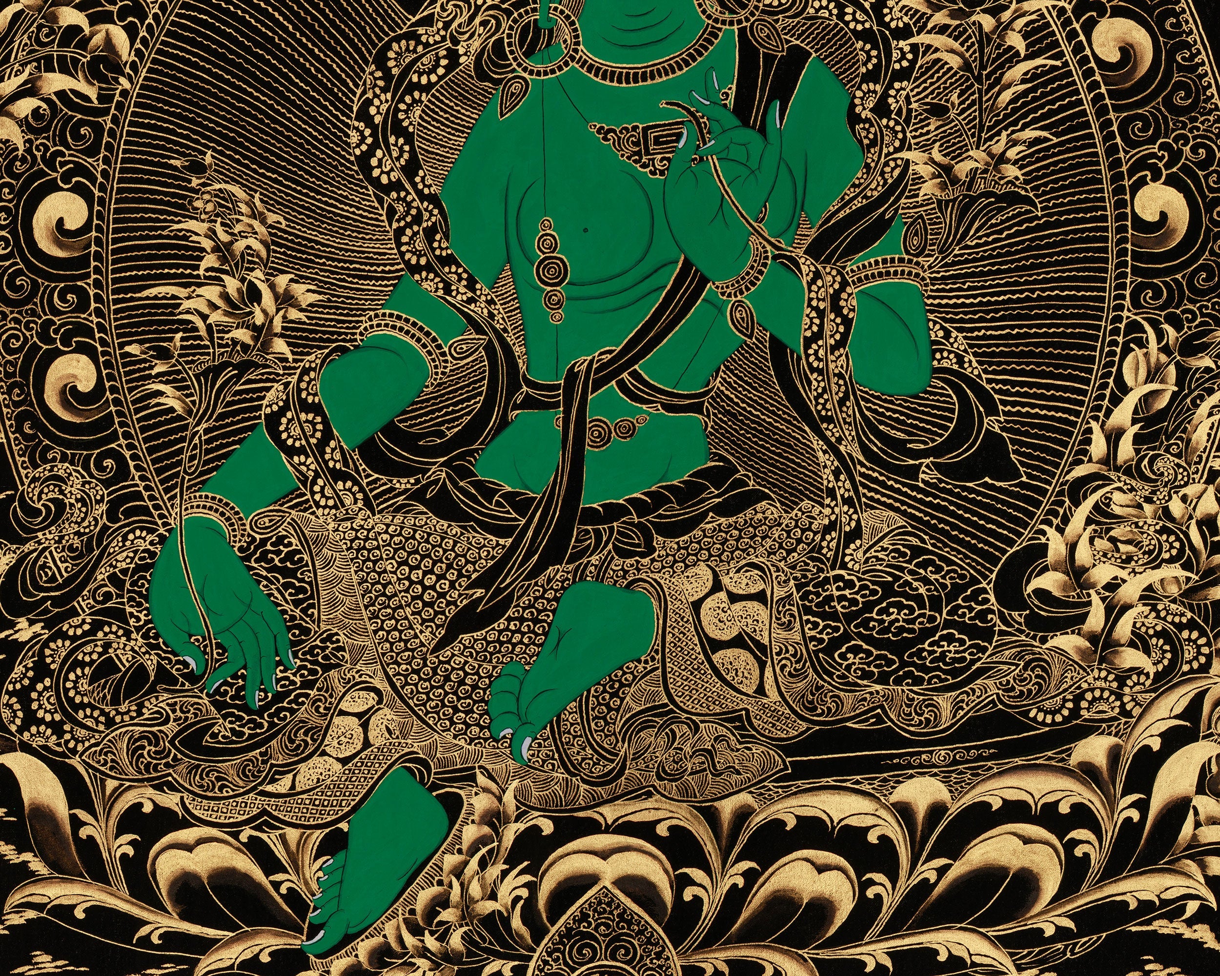 Divine Thangka Of Green Tara | Tibetan Buddhist Art | Meditation Altar