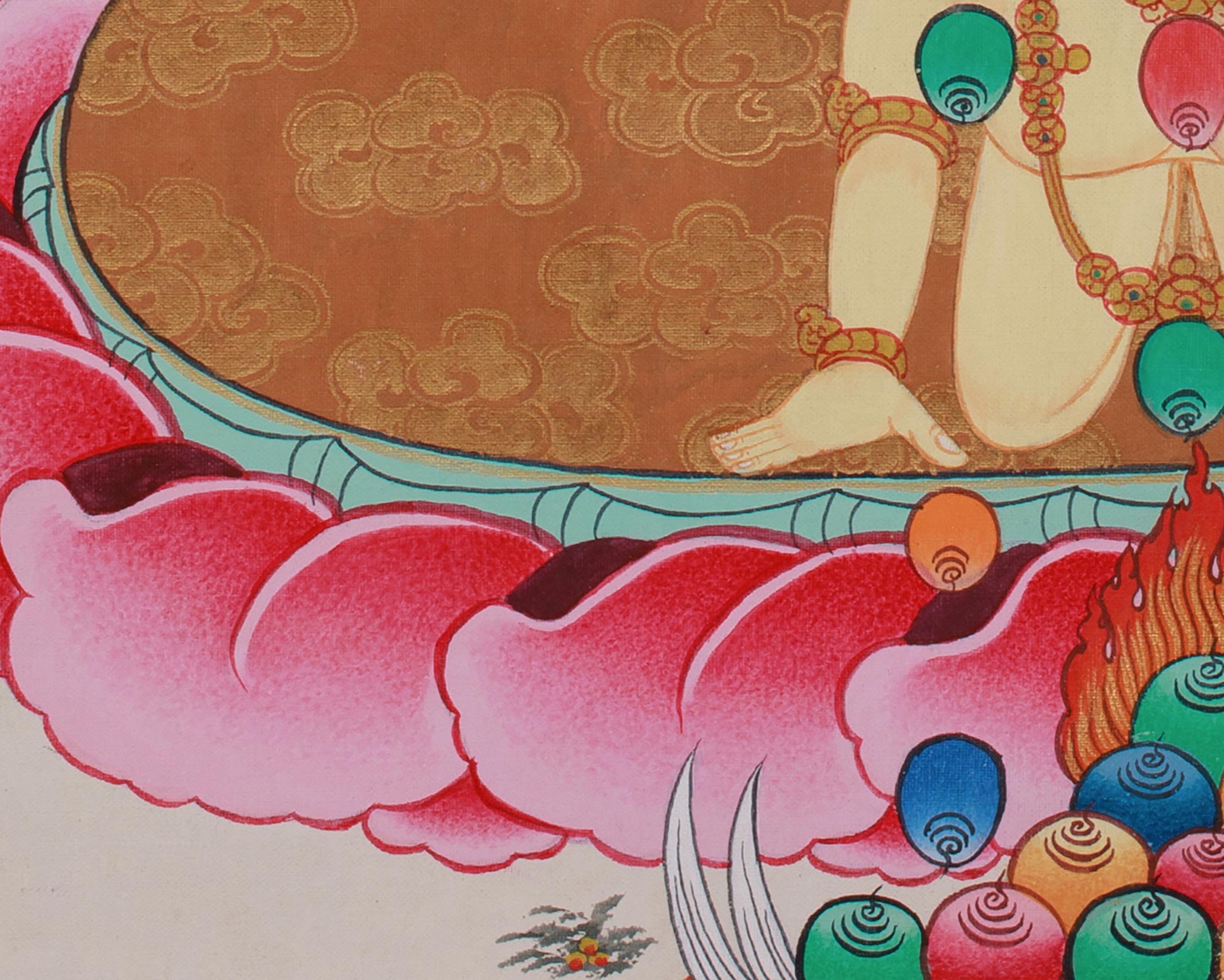 Unique Black Dzambhala Painting | Wealth Deity in Blue Hues