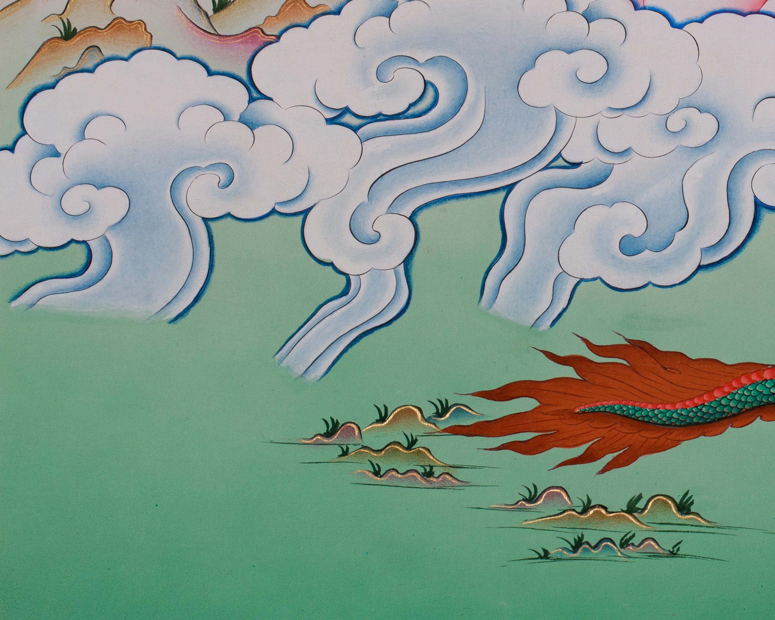 Compassionate Deity Standing Green Tara Thangka | Swift Protection | Shyama Tara