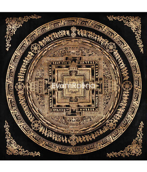 77x77 cm Full Gold Kalachakra Mandala