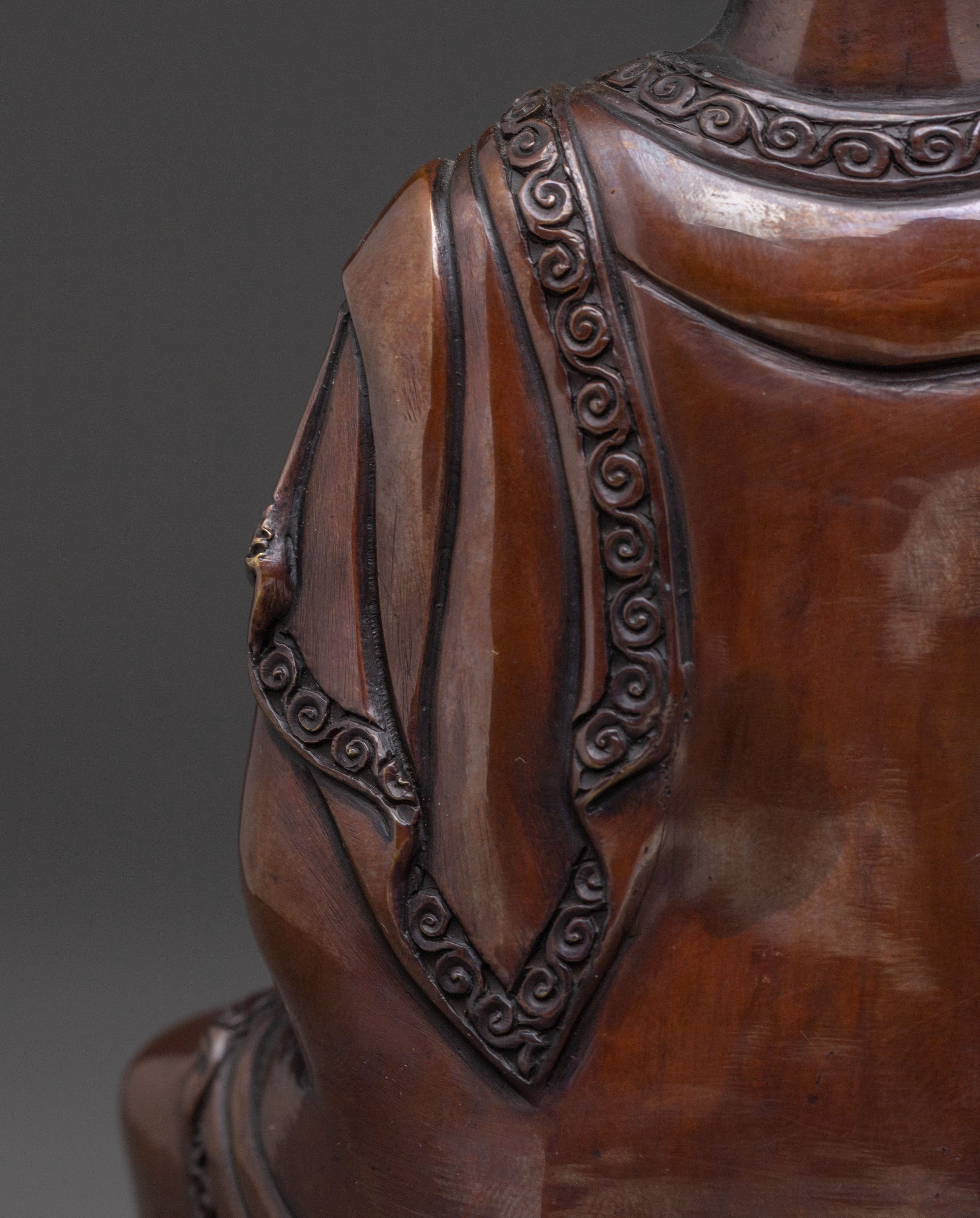 Historical Shakyamuni Buddha: Oxidized Copper Statue