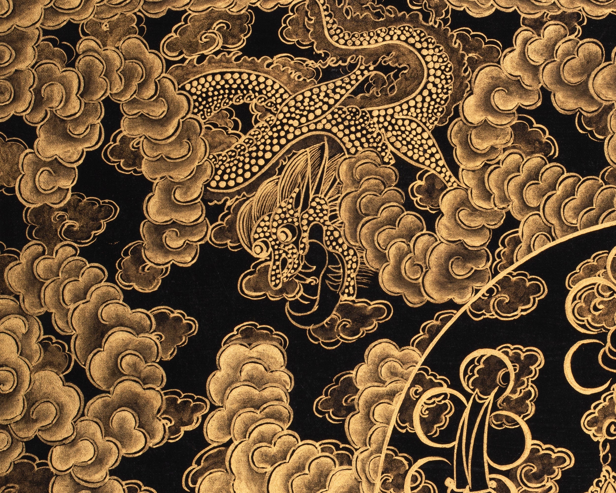 Gold Dzambhala Thangka | Traditional Buddhist Wealth Deity Art