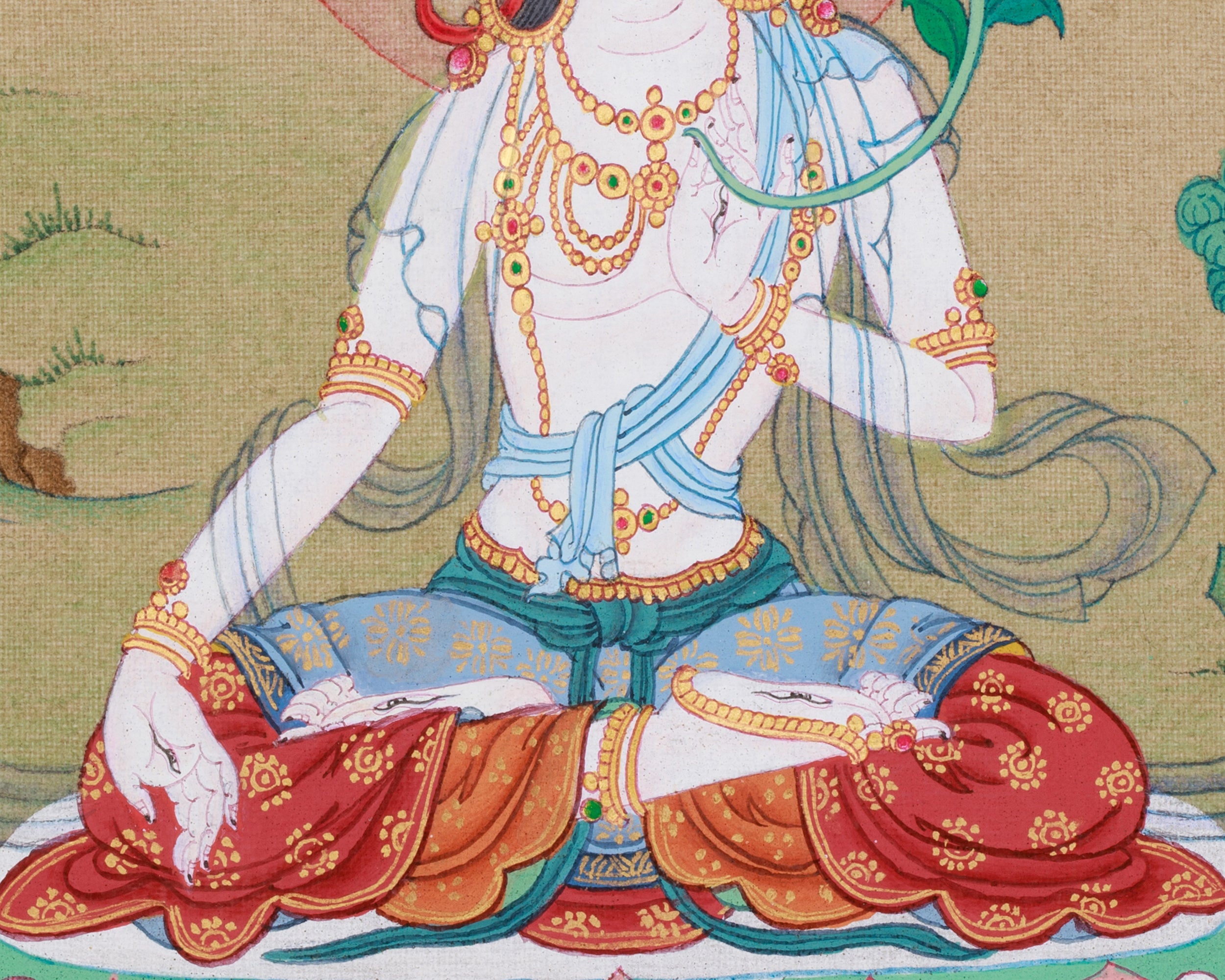 Traditional Thangka of Seven Eye White Tara | Goddess of Healing