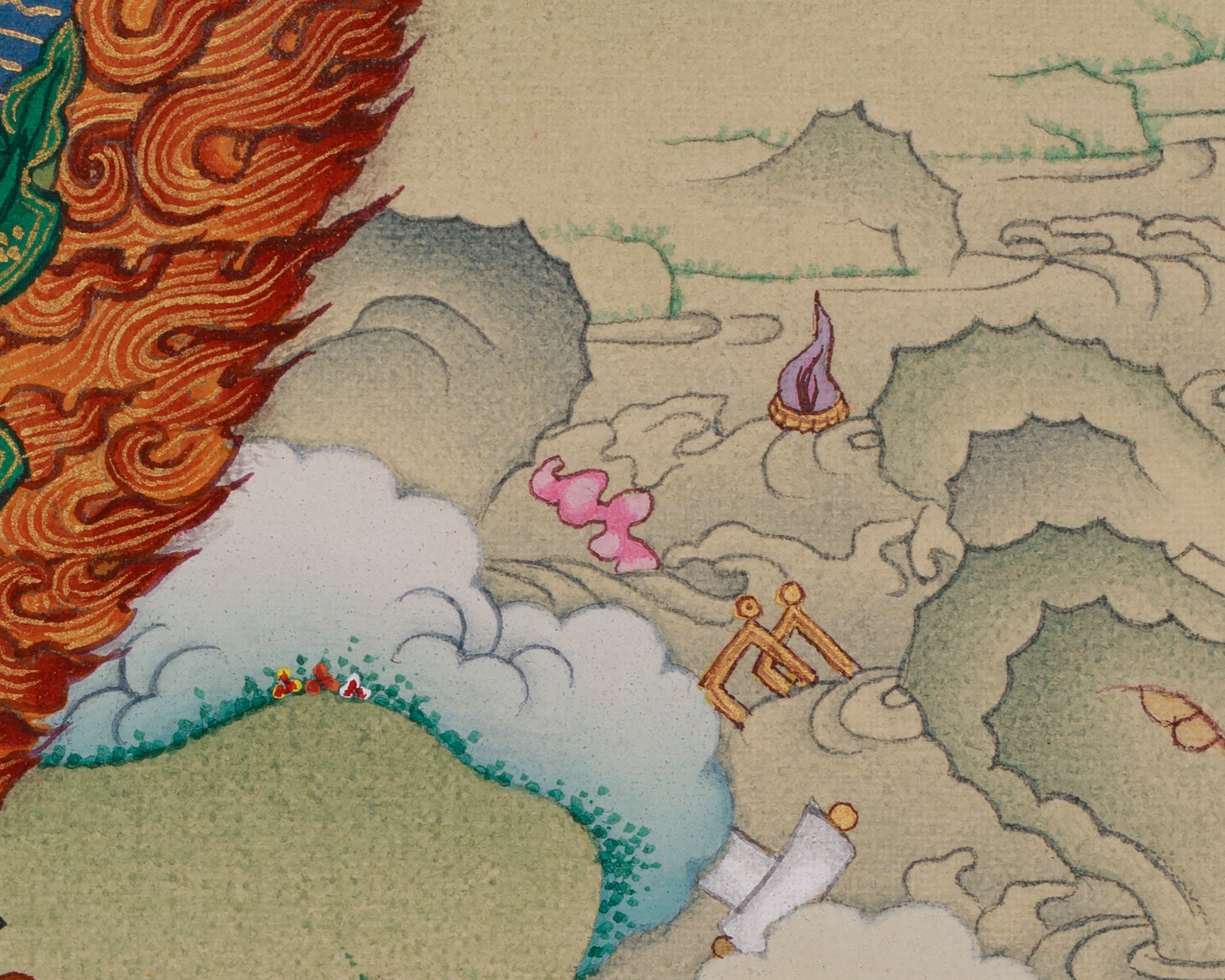 White Mahakala with Vajradharma Thangka | Representing Guardian Deities
